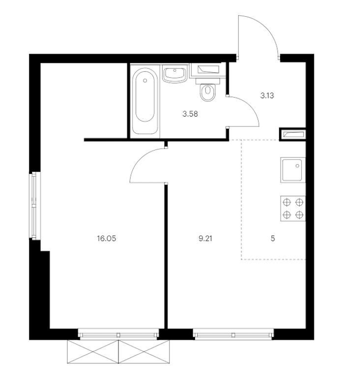 1-комнатная квартира 36.97 м², 4/15 эт., ЖК «Янинский лес»